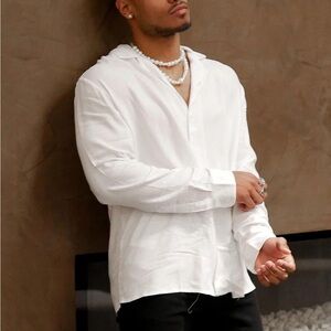 Fashion nova long sleeve button up shirt, size L, new with tags